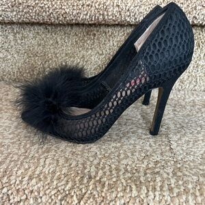 Betsey Johnson Black Feathered Women's Shoes